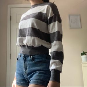 Gray and white stripped sweater